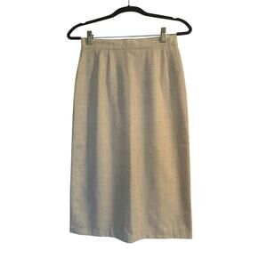 Vintage Enticements Cream Color Skirt w/Brown Threads Back Slit Back Zip Size 8